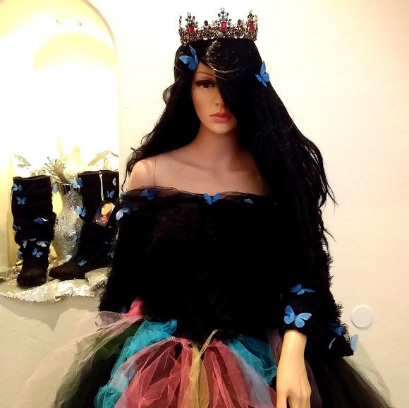 "BRANWYN" Black Butterfly Woodland Wedding Sweater Ballgown Set - Picture 5 of 9